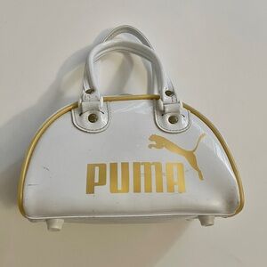 Puma White and Gold Mini Dome Bowling Bag Retro